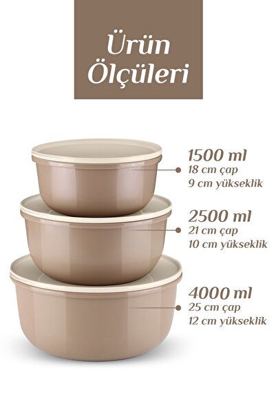 MYBOX 3-Piece Pello Round Storage Container Set - Microwave and Freezer Compatible Organizer Badya 1.5-2.5-4 L