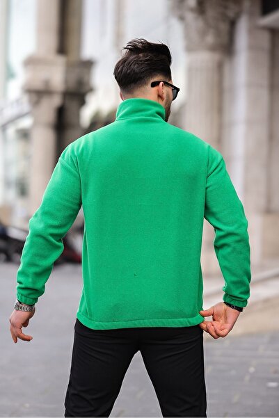 comstar Чоловічий светр з напівзастібкою на шиї, зелений, флісовий
