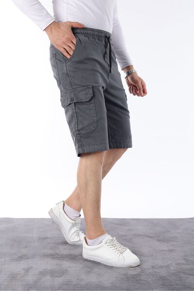 comstar Men's Elastic Stitched Cargo Pocket Smoked Capri Shorts