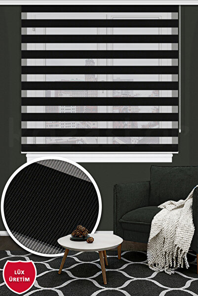 Kozastor Zebra Stor Perde Siyah Lüx Kalite 125 V09