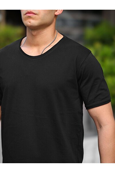 comstar Ανδρικό μπλουζάκι με φαρδύ γιακά Casual καλοκαιρινό φαρδύ μαύρο μπλουζάκι