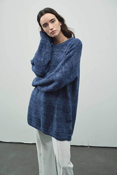 Hooopstore Basic Navy Blue Sweater