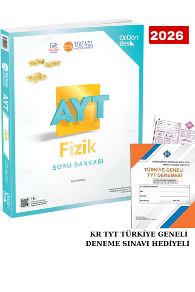 Üç Dört Beş Yayıncılık Ayt Fizik Soru Bankası 2026 son Baskı