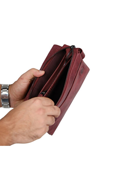 MFT Leather Design Hakiki Deri Unisex Сумка - Бордо Боліва 9874