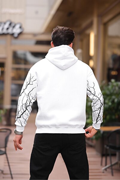 comstar Чоловічий світло-білий оверсайз-светр з капюшоном і блискавкою