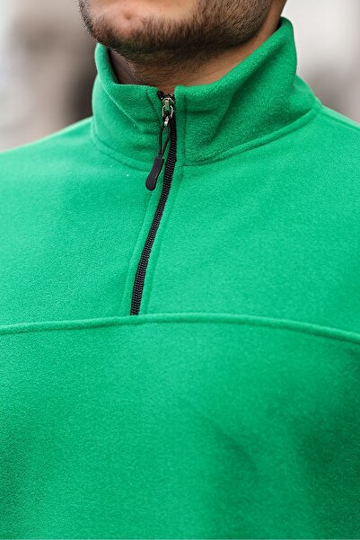 comstar Чоловічий светр з напівзастібкою на шиї, зелений, флісовий