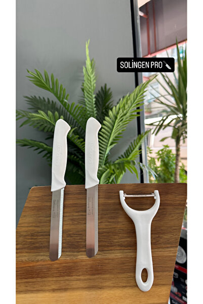 Solingen Soyacak ve 2’li Mikro Tırtıklı Doğrama Bıçağı (Beyaz)