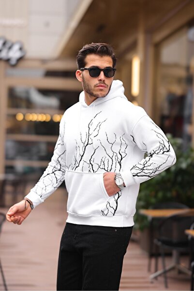 comstar Чоловічий світло-білий оверсайз-светр з капюшоном і блискавкою