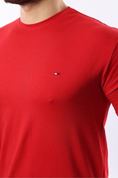 comstar Чоловіча коротка рукава літня футболка з велосипедним коміром червоного кольору