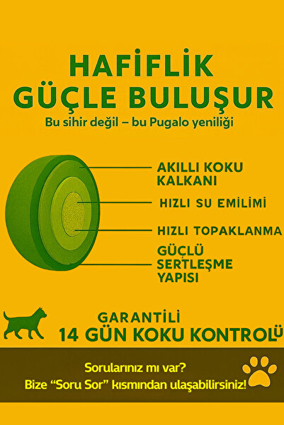 PUGALO Ekonomik Paket 3x10LT Tozsuz Naturel Premium Koku Hapseden Topaklanan Kedi Kumu 30LT