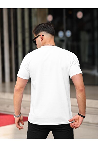 comstar Men's Waffle Fabric Crew Neck Summer White T-Shirt