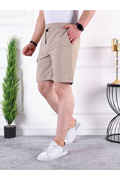 comstar Men's Parachute Printed Cream Capri Shorts with Elastic Waist