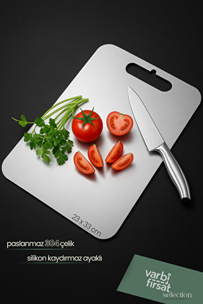 Varbifırsat Stainless Steel Cutting Board – 23X33 cm |   , Durable and Metal Cutting Sheet