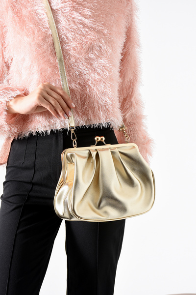 bahwar Women's Bag with Gold Snap Buckle Shoulder Strap