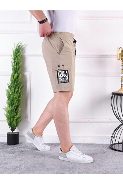 comstar Men's Parachute Printed Cream Capri Shorts with Elastic Waist