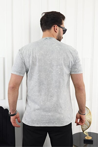 comstar Чоловічий футболка з рельєфним принтом і коміром-стійкою, сірий