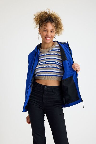 comstar Women's Lined Water Resistant Hooded Pocket Raincoat