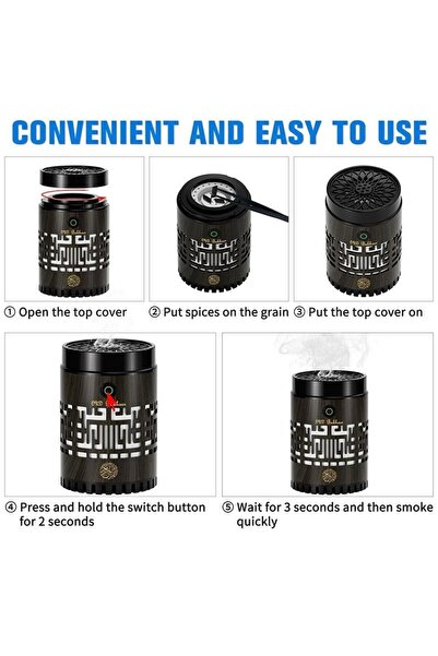 Generic Quran Speaker & Bakhoor Burner, Diffuser with 16 Reciters & 18 Translations,Remote Control,SQ-309