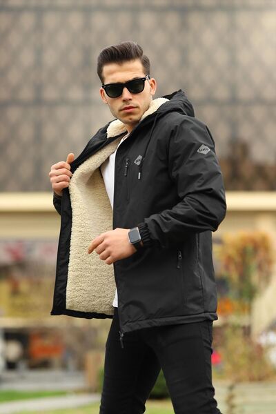 comstar Ανδρικό αδιάβροχο με γούνα με κουκούλα και τσέπες