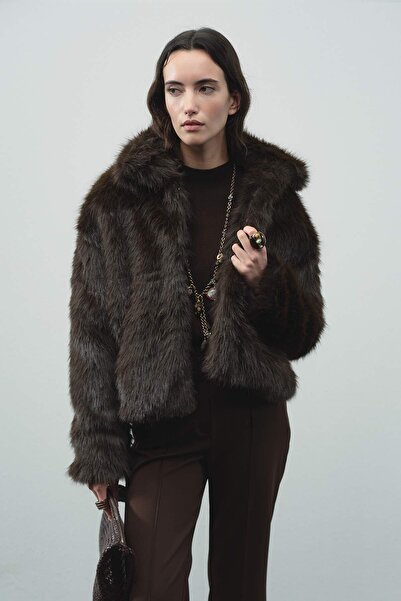 Hooopstore Faux Bitter Brown Fur Jacket