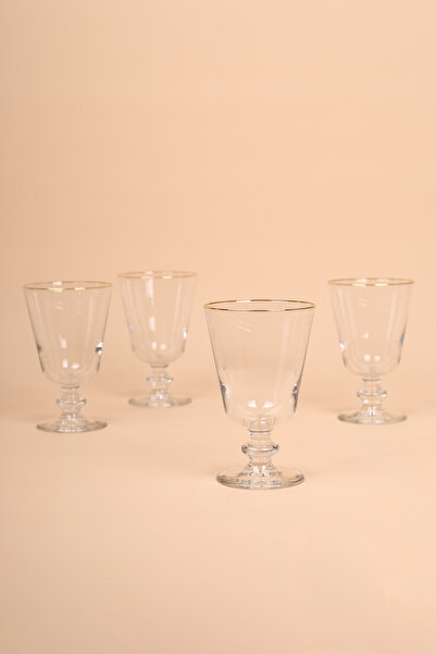 Rakle Pure Altın Yaldızlı 4'lü Ayaklı Bardak Seti 280 cc