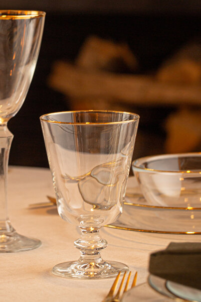 Rakle Pure Altın Yaldızlı 4'lü Ayaklı Bardak Seti 280 cc