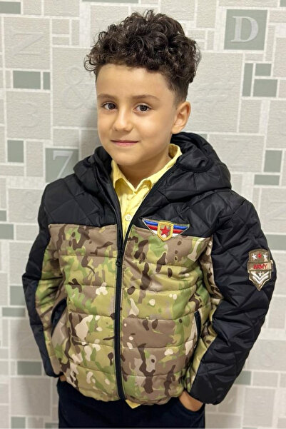 ROBA KIDS Момчешко зимно яке с качулка и подплата с камуфлажен десен RB-201