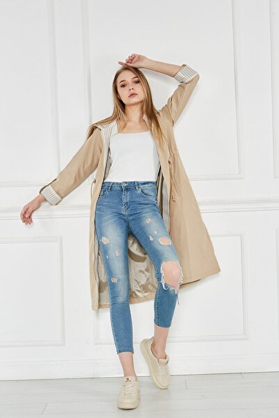 comstar Γυναικεία Φαρδιά καμπαρντίνα με κουκούλα με κορδόνια απωθητική κρέμα