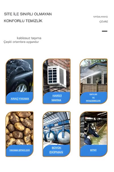 DEANB 21V Şarjlı Araba Yıkama Makinesi 203PSI 17500RPM Çift Batarya 37500mAh Araç Tazyikli Su Pompası