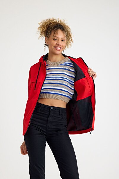 comstar Women's Lined Water Resistant Hooded Pocket Raincoat