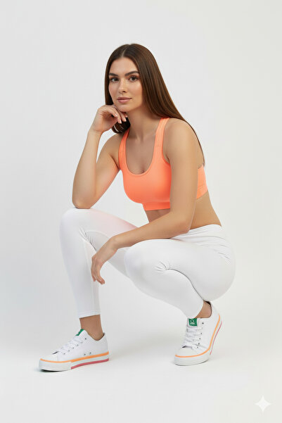 Benetton Bn-30176 Women's Sports Shoes-white-orange