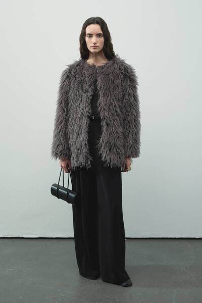 Hooopstore Вибір Пухнастий антрацитовий піджак