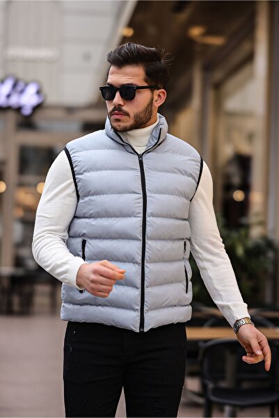 TREND YAŞAR Чоловічий безрукавний жилет з блискавкою та кишенями, сірий
