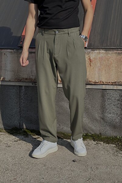 inpool Flexible and Flowy Wide Fabric Baggy Trousers with Pleat Detail ASP01 - Summer-Spring