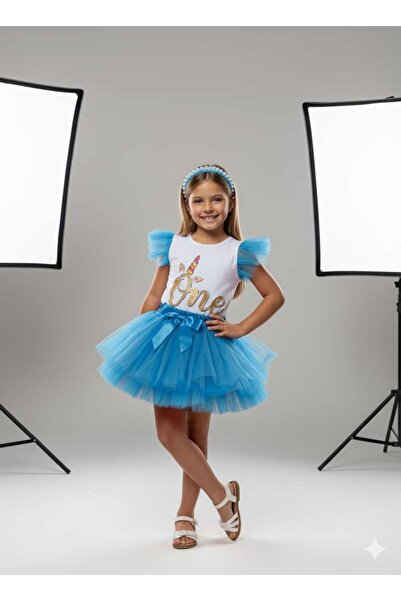 muzur kids Tül Baskılı Suprem Penye / Kabartma Tül Etek / Saç Bandı Inci Çakım