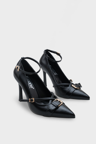 Capone Outfitters Kelcy Pointed Toe Buckle Medium Heeled Casual Stylish Women's Shoes