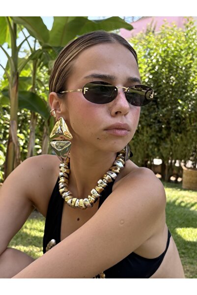 LYRA Modern İPKYL Geometrik Üçgen Altın / Gümüş Küpe