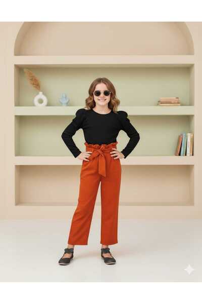 Burçak Butik Момичешка блуза / Панталон с висока талия / Колан - Комплект от ...