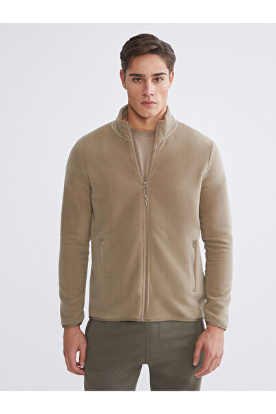 LC Waikiki New Season Stand Collar Long Sleeve Fleece Men's Zippered Sweatshirt