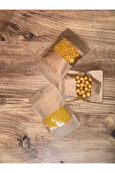 hediyehobihersey Pasta Süsleme Şekeri Draje Boncuk Pasta Süsleme Şekeri Altın 10 mm 4 mm 2 mm 120 GR