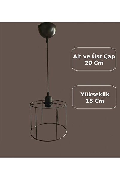 CONANA Silindir Avize Teli , İskeleti (Küçük Kısa 20x15 Cm) Siyah Statik Boya...