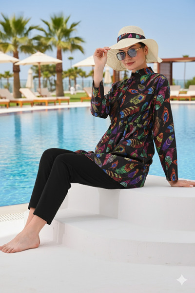 MAG FASHİON Μαγιό Hijab 2 τεμαχίων Plus Size - Μπουρκίνι με φερμουάρ και πλήρ...