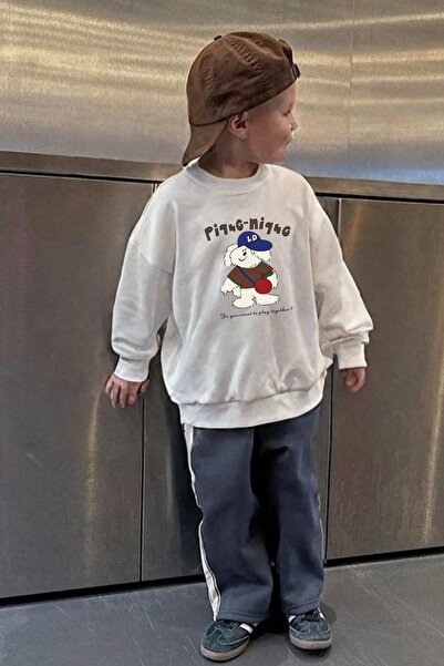 Monila Erkek Çocuk Baskılı 3 İplik Kumaş Pamuklu Sweatshirt
