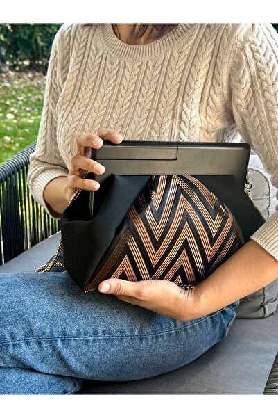 JOPHIEL Portföy Çanta, Clutch, Patchwork, El Çantası, Zincirli Omuz Çantası