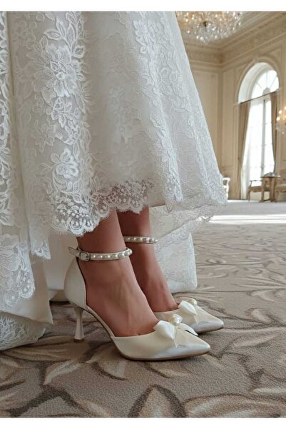 ŞAH Kurdeleli İnci Taşlı Topuklu Gelin Nikah Abiye