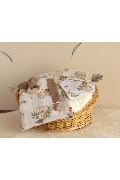 Uniq Baby UniqBaby %100 Pamuk 5'li Müslin Bebek Seti - Koala Desenli