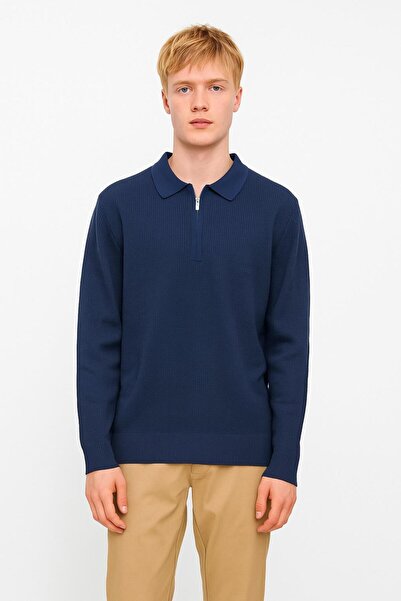 ribana Pulover pentru bărbați, cu mâneci lungi, cu fermoar, cu gât polo, din ...