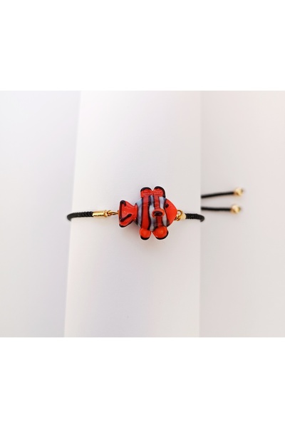 ADAMODART Nemo Orange Fish Murano Glass Beaded Adjustable String Bracelet