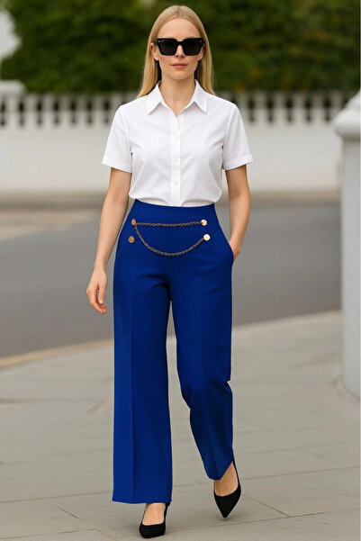 Butik Women's Waist Chain Detail Imported Crepe Trousers