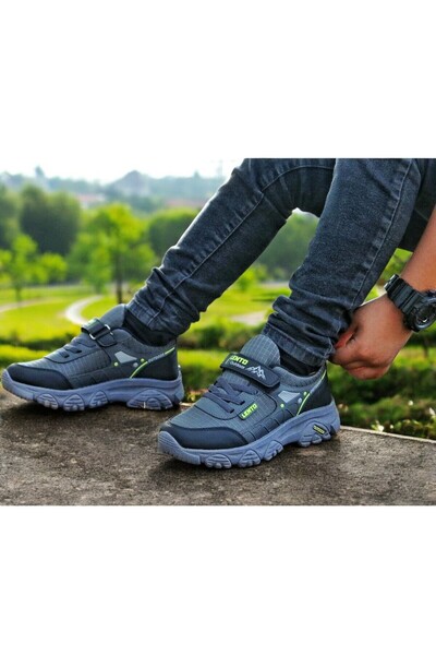 onexsports Children's Unisex Sole Water Repellent Fabric Velcro Trekking Outdoor Sports Shoes – Non-Slip Flexible Sole